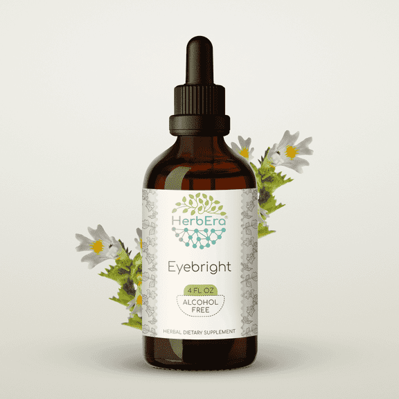 HerbEra Eyebright Tincture, Herbal Dietary Supplement for Eye Health Support, Eyebright (Euphrasia officinalis) Dried Herb Extract, Natural, Alcohol-Free, Drops 4 oz