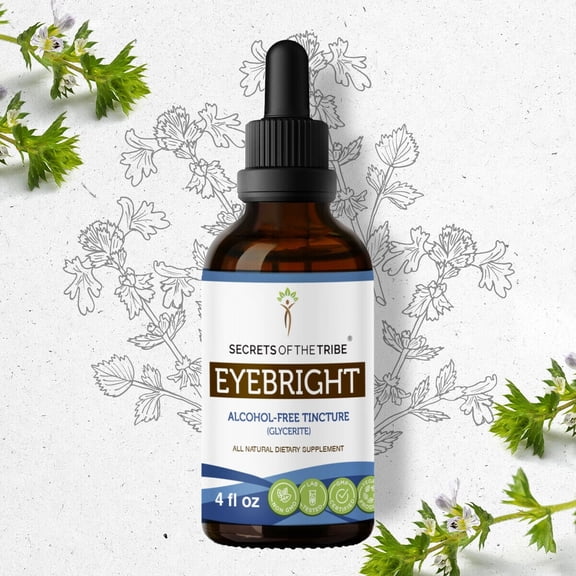 Secrets Of The Tribe Eyebright Tincture Dietary Supplement, Natural Herbal Extract for Eye Health Support, Eyebright (Euphrasia officinalis) Dried Herb, Alcohol-Free Extract, Drops 4 oz