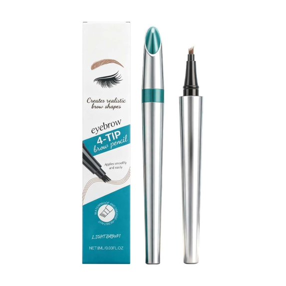 Eyebrow 4 Tip Brow Pencil, Microblading Eyebrow Pencil, 3D Waterproof Microblading Eyebrow Pen, 4 Tip Precise Eye Brow Makeup Pen, Long-Lasting Eye Brow Pencils for Women (Light Brown)