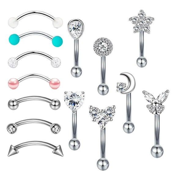 Eyebrow Barbell Earrings Eyebrow Studs Curved Barbell Eyebrow Ring for Daily