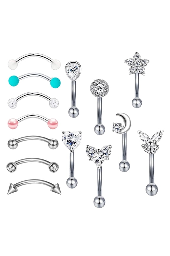 Eyebrow Barbell Earrings Eyebrow Studs Curved Barbell Eyebrow Ring for Daily