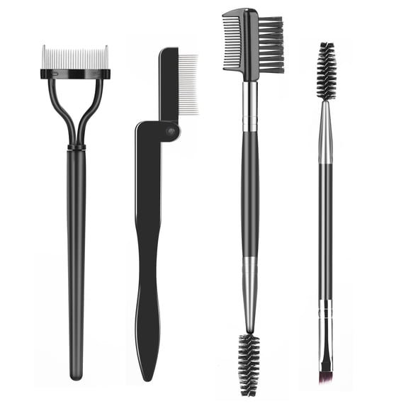 Eyebrow Brush Eyelash Separator Brow Comb & Lash Spoolie Professional Eye Makeup Tools (4PCS)