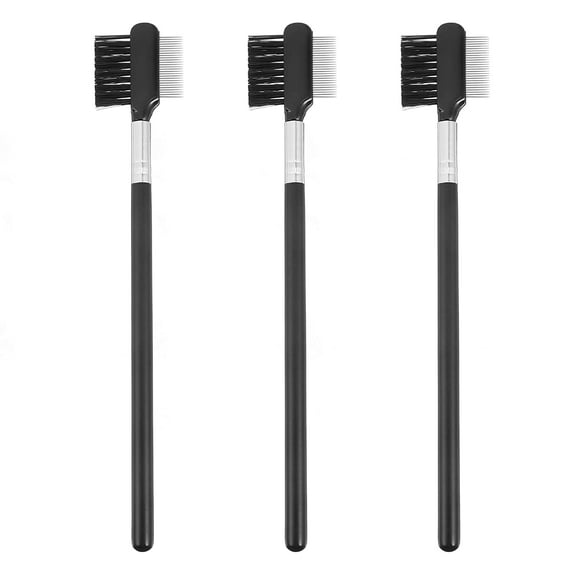 Eyebrow Brush with Metal Teeth Eyelash Comb, 3pcs Dual- Comb Extension Brush Metal Teeth Eyelash Combs Eyebrow Combs Makeup Grooming Tool for Women Girls (Style 2)