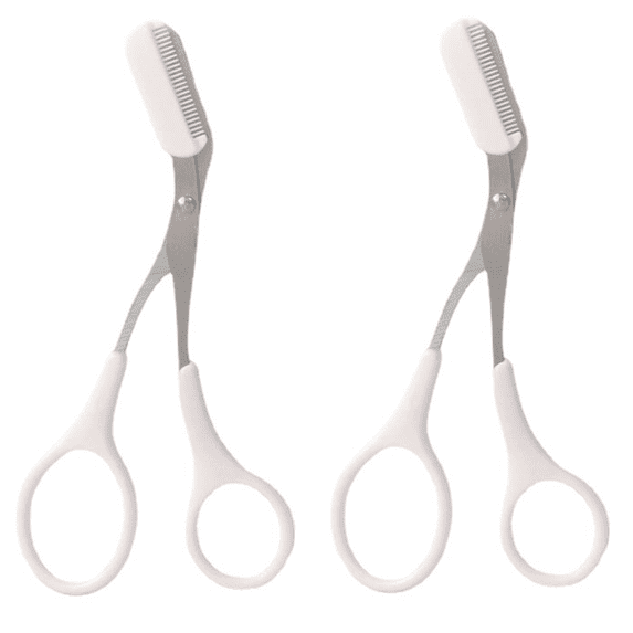 Eyebrow Comb Scissors,Trimmer Eyebrow Eyelash Hair Remover Tool, Eyebrow Grooming Beauty Tools Set With A Free Eyebrow Comb,White