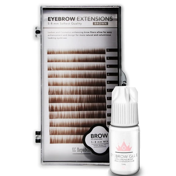 Eyebrow Extensions with Eyebrow Extension Glue Clear with Mink Eyebrows In Brown | Comes on Mixed Length