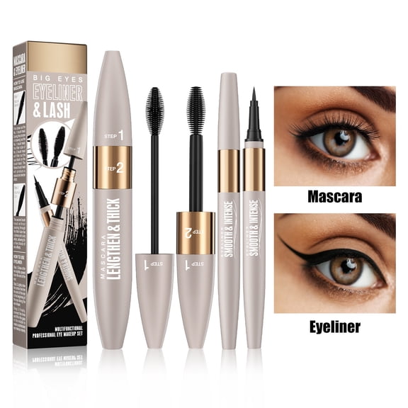 Eyebrow Gel And Eyes Lines Set,Lashes Extensions Mascara with Dual-Sided Brush,Long Lasting,Smudge-Proof,Great for Lengthening and Volumizing Eyelashes