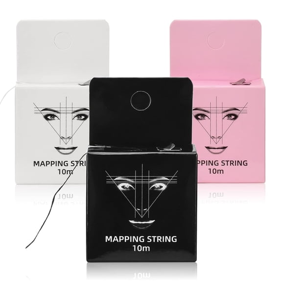 Wiher Eyebrow Drawing Tool, 10M Eyebrow Mapping String with Micro Blade, Ink-containing for Assisting in Positioning Eyebrow, Gifts for Women, 3Pack (Black, White, Pink)