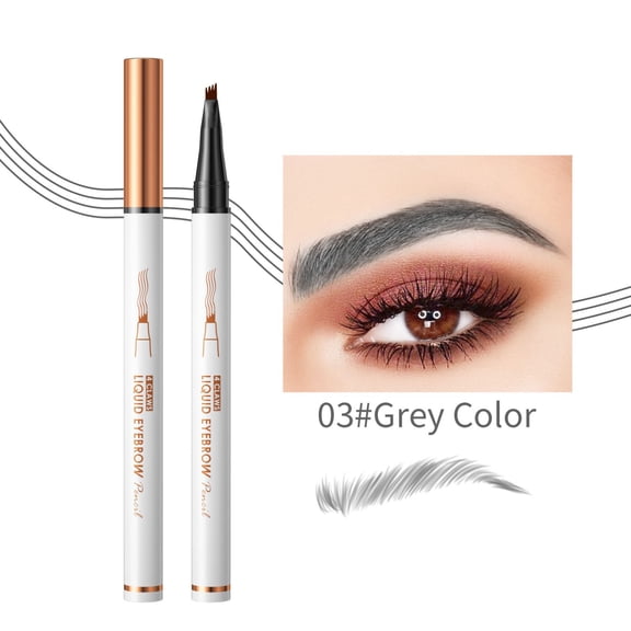 Eyebrow Pen, Waterproof Microblading Eyebrow Pencil, 4 Tip Precise Eye Brow Makeup Pen, Long-Lasting & Smudge-Proof Brow Tattoo Pencil Create Natural Hair-Like Brows, Last All-Day, Gray