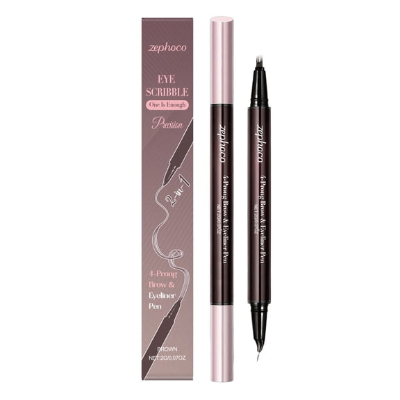 Eyebrow Pen - Waterproof Microblading Pencil, 2-in-1 Dual-Ended Brow Makeup Pen, 4-Fork Tip Curved Brush, Natural Hair-Like Brows, Long-Lasting Smudge Proof, Precise Eyebrow Tool Makeup Organizers