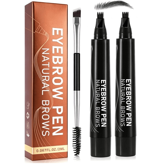 Eyebrow Pen(Black),multiple colors,4 Fork Tip for 3D Natural Eyebrow, Hair Line, Beard Line,Waterproof - Last All Day - Liquid Eyebrow Pencil