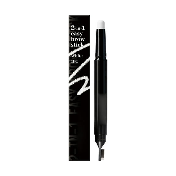 Eyebrow Pencil 2-in-1 Dual Ended, Waterproof Sweatproof Non Smudging, Long Lasting Natural Look, Fine Tip with Spoolie Brush for Precise Shaping and Filling, White