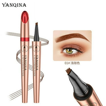 Eyebrow Pencil, 4 Tip Microblade Eyebrow Pen, Smudge-Proof brow pen, Water-Resistant eyebrow pencil, Long-Lasting Natural Eye Brow Pencils for Women (Light Coffee)