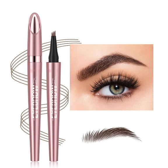 Eyebrow Pencil 4 Tip Microblade - Waterproof Long Lasting Brow Pen, 1ml, Smooth Precision, Natural 3D Effect, Sweatproof Smudge Proof, Portable Makeup Tool, Women Beauty Travel Kit