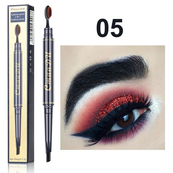 Eyebrow Pencil, Double-Ended Eyebrow Pencil, Natural Long-Lasting Waterproof Eyebrow Makeup, Non-Discoloring Sweat-Protective Three-Dimensional Design