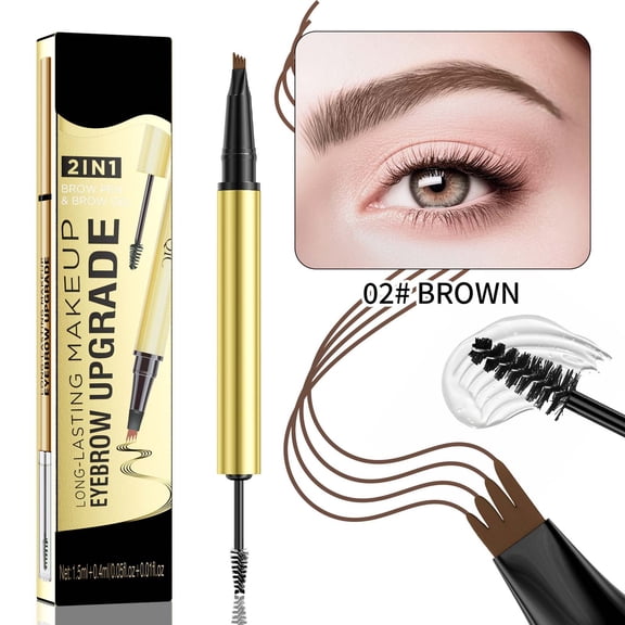Eyebrow Pencil, Microblade Eyebrow Pencil, Natural Hair Like Eyebrows with fork Tip and Brush Tip, Long Lasting Waterproof Smudge Proof Makeup Tool for Precise Grooming