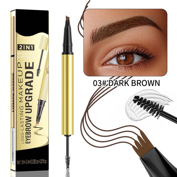 Eyebrow Pencil, Microblade Eyebrow Pencil, Natural Hair Like Eyebrows with fork Tip and Brush Tip, Long Lasting Waterproof Smudge Proof Makeup Tool for Precise Grooming
