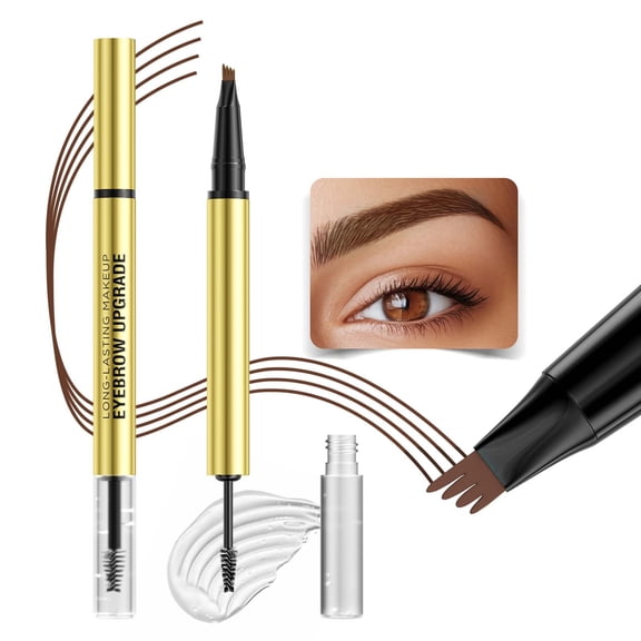 Eyebrow Pencil, Microblading Eyebrow Pen, Natural Hair Like Strokes Long Lasting Waterproof Eyebrow Makeup, Easy To Use Precise fork Tip and Brush Tip Design