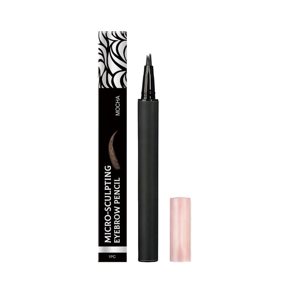 Eyebrow Pencil Microblading Ultra Fine Tip for Natural Brows, Waterproof Smudge Proof Formula, Mocha Brown Shade, Includes Blending Brush