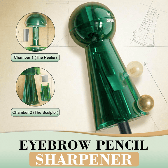 Eyebrow Pencil Sharpener - Dual Chamber Professional Makeup Tool with 3 Shape Blades, Translucent Design for Wooden Brow Pencils, Safe Push to Slice Mechanism