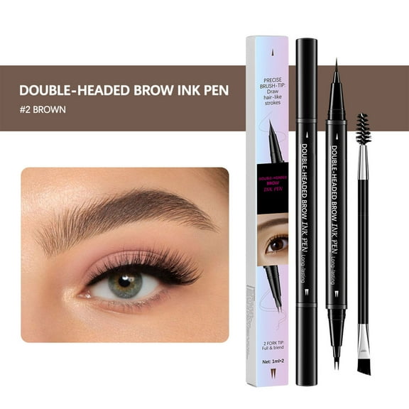 Eyebrow Pencil Waterproof, Eyebrow Pencil Sweatproof, Double Head Two fork Design Liquid Eyebrow Pencil, Non Smudging Long Lasting Natural Finish