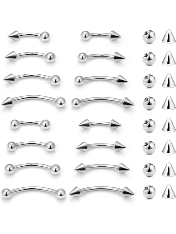 Eyebrow Piercing Jewelry Surgical Steel Curved Barbell Tiny Eyebrow Ring Vertical Labret Lip Jewelry Ear Navel Small Belly Button Ring for Women Men 20g 16g 6mm/8mm/10mm/12mm