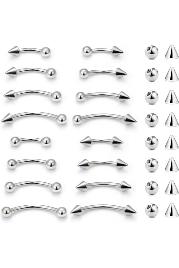Eyebrow Piercing Jewelry Surgical Steel Curved Barbell Tiny Eyebrow Ring Vertical Labret Lip Jewelry Ear Navel Small Belly Button Ring for Women Men 20g 16g 6mm/8mm/10mm/12mm
