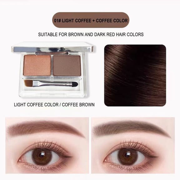 Eyebrow Powder Kit, 2-color Waterproof Eyebrow Palette Makeup to Definer & Filler Brows, Eyebrow Color Powder Shape Natural Looking Brow - with Mirror Brush