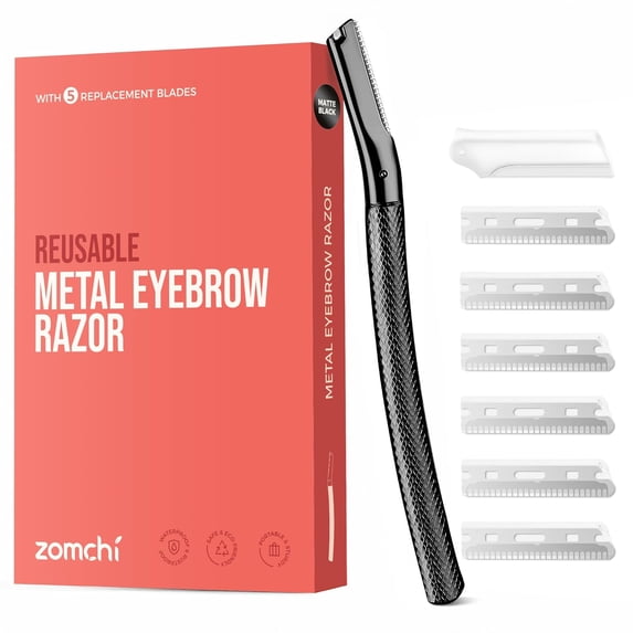 ZOMCHI Eyebrow Razor, Face Razors for Women&Men, Eyebrow Trimmer Shaper with Precision Cover,Facial Shaver with 6 Blades Black