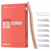 ZOMCHI Eyebrow Razor, Face Dermaplane Razors for Women&Men, Eyebrow Trimmer Shaper with Precision Cover,Facial Shaver with 6 Blades,Dermaplane Razor Rose Gold