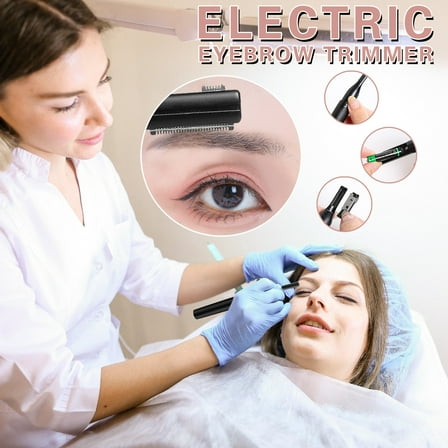 Eyebrow Razor, Facial Hair Remover, Portable Stainless Steel Blade Eyebrow Shaver for Women and Men, Battery Operated Compact Design with Cleaning Brush and Eyebrow Comb, Safe and Easy to Use