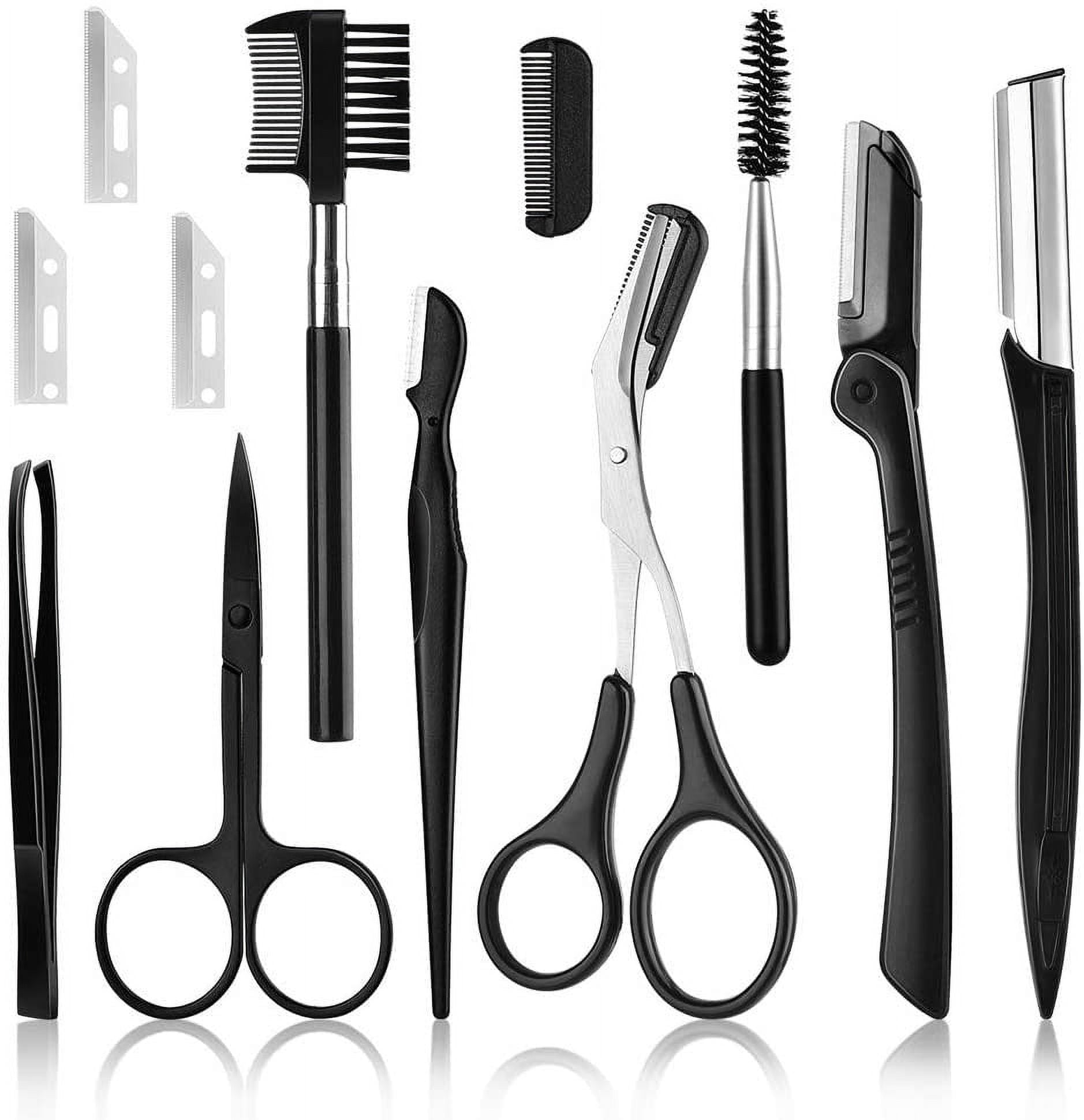 Eyebrow Razor Pack, Multipurpose Dermaplaning Face Razors for Women Facial Hair Removal/ Exfoliating/ Eyebrow Face Shavers /Peachfuzz, Bulk Straight Eyebrow Trimmers Beauty Products for Women 12pcs