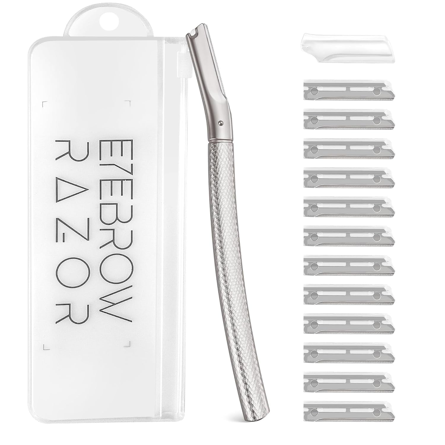 Eyebrow Razor and Face Razor for Women, Reusable Metal Handle with 12 ...