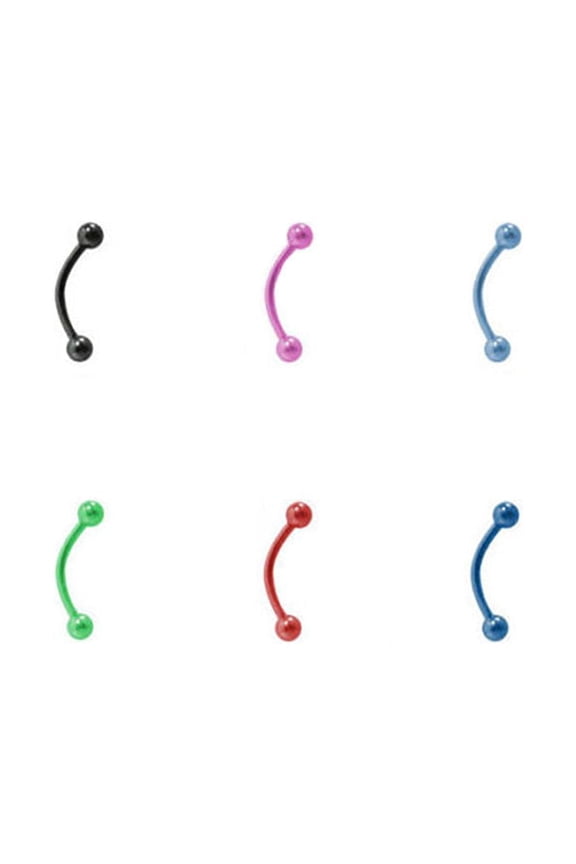 Eyebrow Ring 16G Anodized Titanium Curved Barbell Piercing 8MM Cartilage Tragus