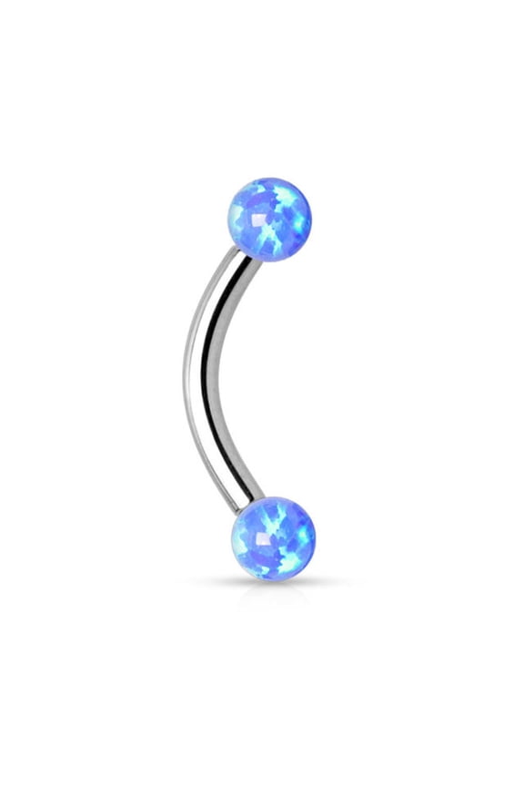 Eyebrow Ring 16G Curved Barbell Internally Threaded Synthetic Opal Balls 8mm