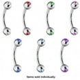 thumbnail image 1 of Eyebrow Ring 16G Curved Barbell Surgical Steel CZ Gem Cartilage Piercing Tragus, 1 of 5