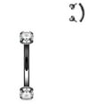 thumbnail image 1 of Eyebrow Ring Curved Steel Barbell Internally Threaded Prong Set Clear CZ 16G, 1 of 3