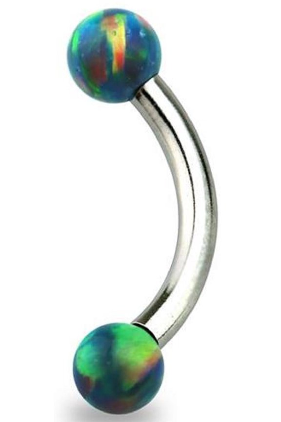 Eyebrow Ring Curved bar synthetic opal Internally threaded