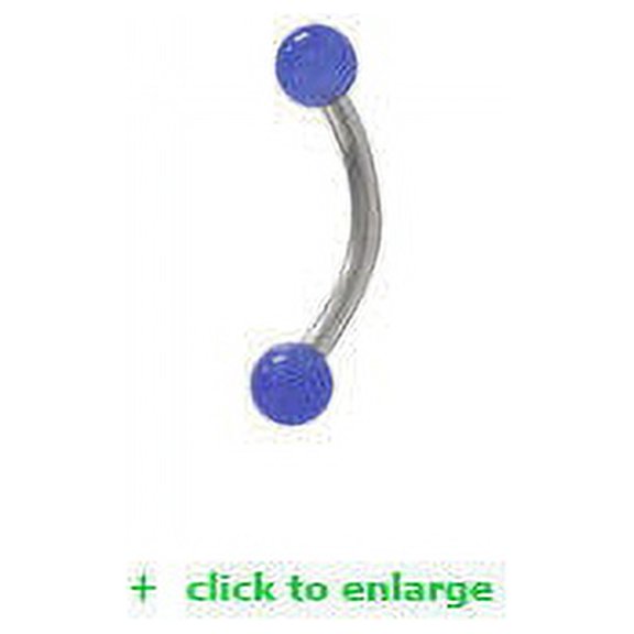 Eyebrow Ring Surgical Steel Shaft (8mm) with UV Glow Beads