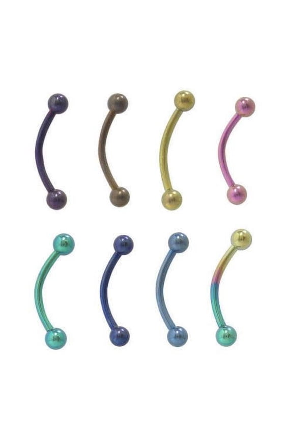 Eyebrow Rook stud Ring Anodized Titanium 16 gauge 1/4" 6mm With Beads