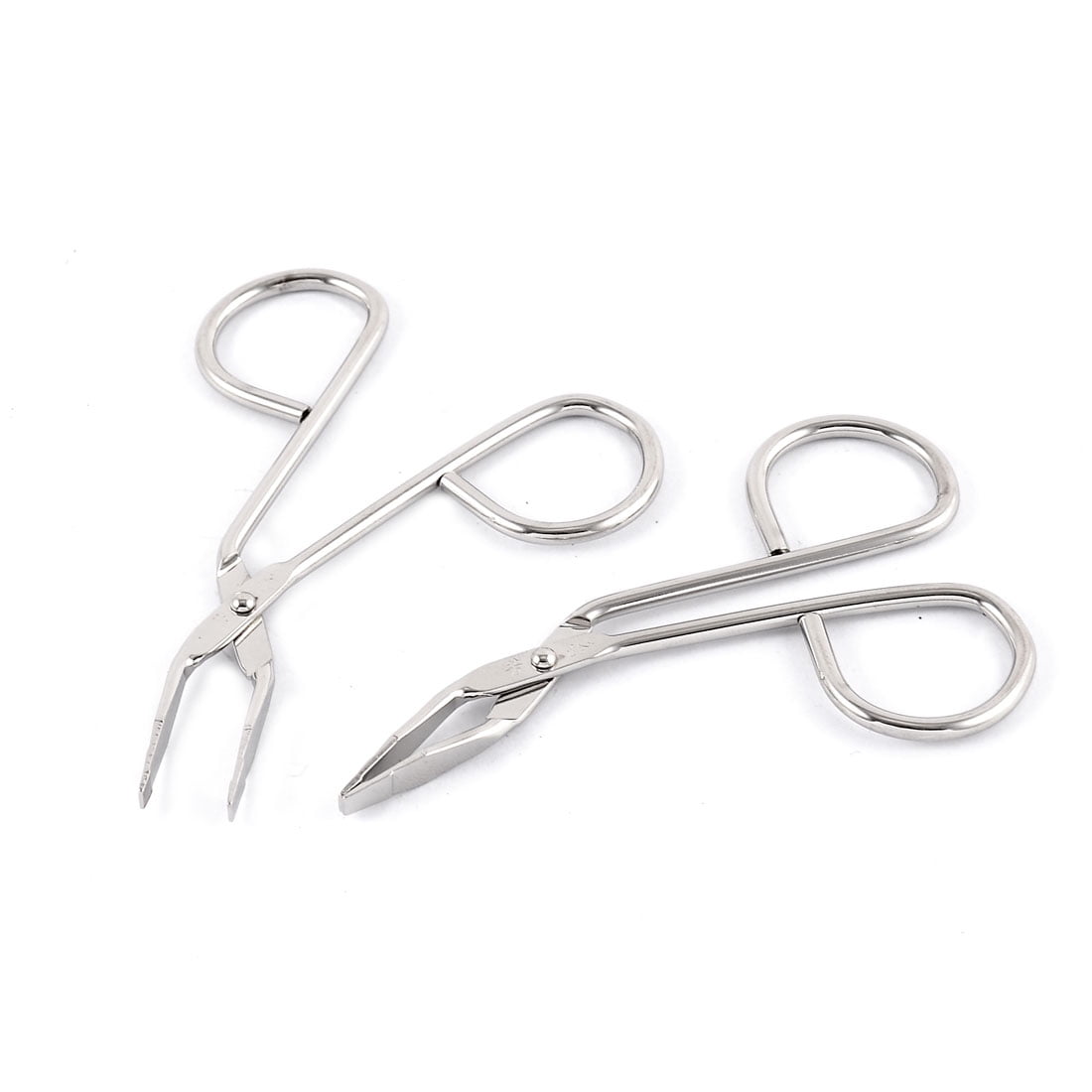 Eyebrow Scissor Tweezers 2 Pcs Stainless Steel Slant Tip Scissor for