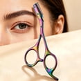 thumbnail image 1 of Eyebrow Scissors with Comb, 2-in-1 Professional Eyebrow Trimmer with Comb, Stainless Steel Precision Brow Grooming Scissors for Women and Men, Easy and Even Trimming Tool (Rainbow Titanium, 1pcs), 1 of 9