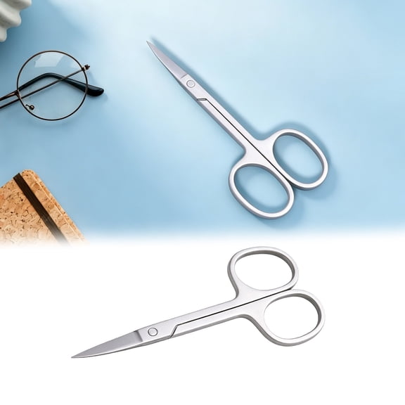 Eyebrow Scissors, Facial Hair Small Grooming Scissors for Men Women - Eyebrow, Straight Curved and Round Tip for Nose Hair and Mustache, 3.4" Travel Size