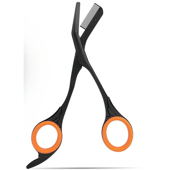 Eyebrow Scissors with Combs For Trimming and Shaping, Powder Steel, Black