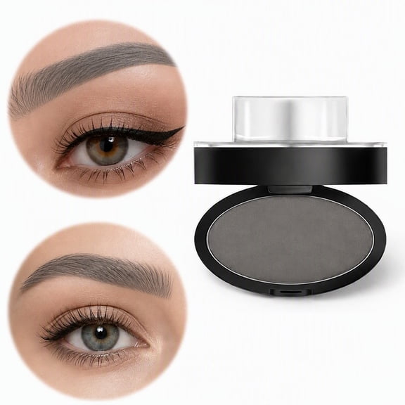 Eyebrow Stamp Kit, Ash Gray Brow Powder with 3 Reusable Stencils, Waterproof Smudge Proof, Soft Natural Finish, Arched Brow Shaper, 1 Step Makeup, Long Lasting