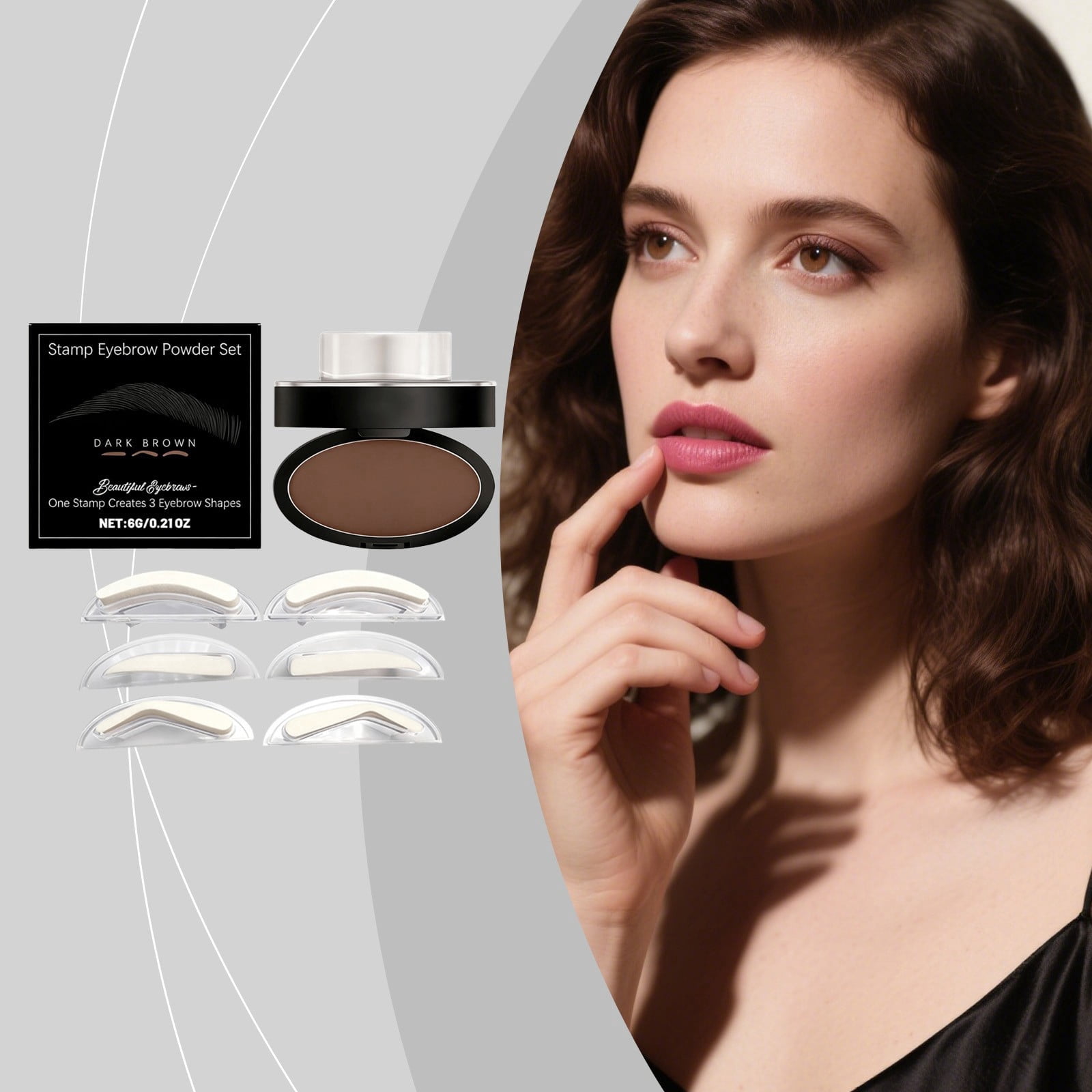 Eyebrow Stamp Powder Set,Waterproof and Long-Lasting Powder,Eye Brow ...