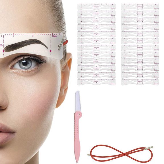 Eyebrow Stencil, 24 Eyebrow Shaper Kit, Reusable Eyebrow Template With Strap, 3 Minutes Makeup, Suitable For Beginner-Quantity:24 Pieces;