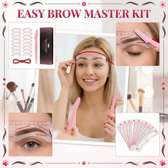 Eyebrow Stencil Set Headband Style Silicone Integrated with Multiple Templates for Shaping Drawing Grooming