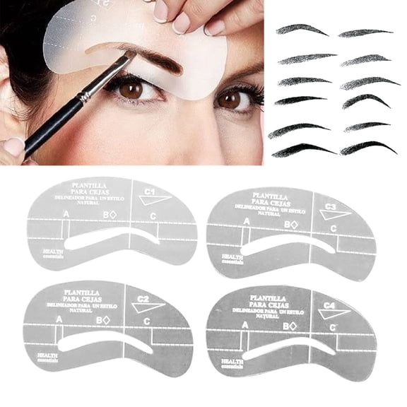 Eyebrow Stencils, 4 Pieces (Oppc1-C4) - 1 Pack Of 4 Stencils, 4Pcs Eyebrow Shaping Stencil Set Grooming Tools Drawing Card For Dashing Eyebrows, Easter, St. Patrick'S Day, Wedding, Makeup Organizers