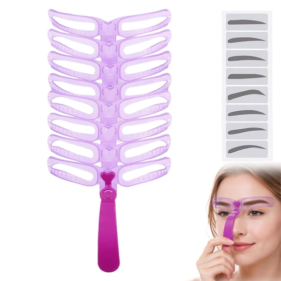 Eyebrow Stencils Guides for Shaping, 8-Style Reusable Brow Template Kit, Hands-Free Adjustable Handle & Headband(1PC)