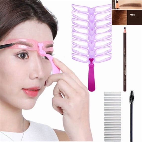 Eyebrow Stencils for Shaping – Eye Brow Stencils for Women, Reusable Brow Template Kit, 8 Versatile Brow Shapes From Natural To Bold, Hands-Free Adjustable Handle + Headband, Reusable, Washable